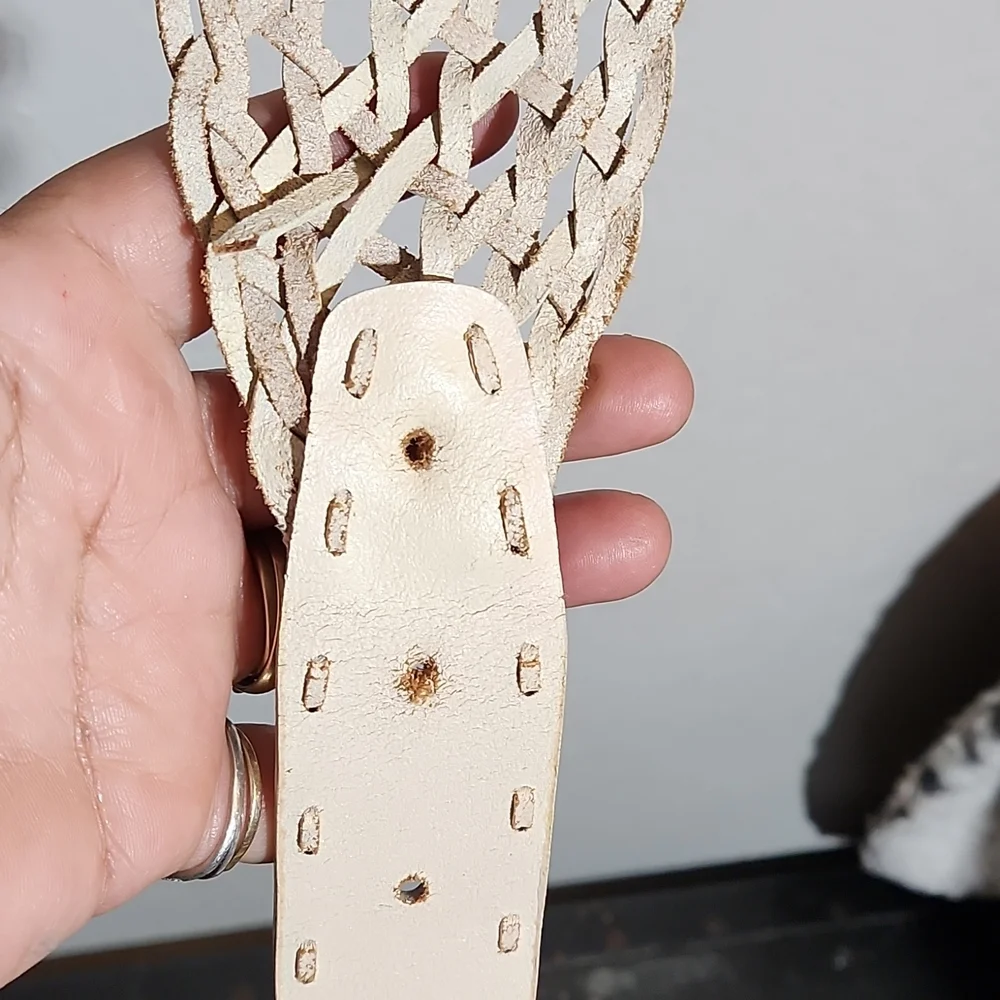 Large Leather Woven Buckle Belt